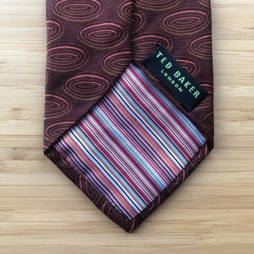 Ted Baker Skinny Silk Neck Tie In Maroon And Tan
